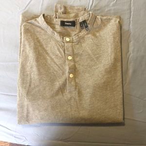 Theory Gray Henley Shirt Medium